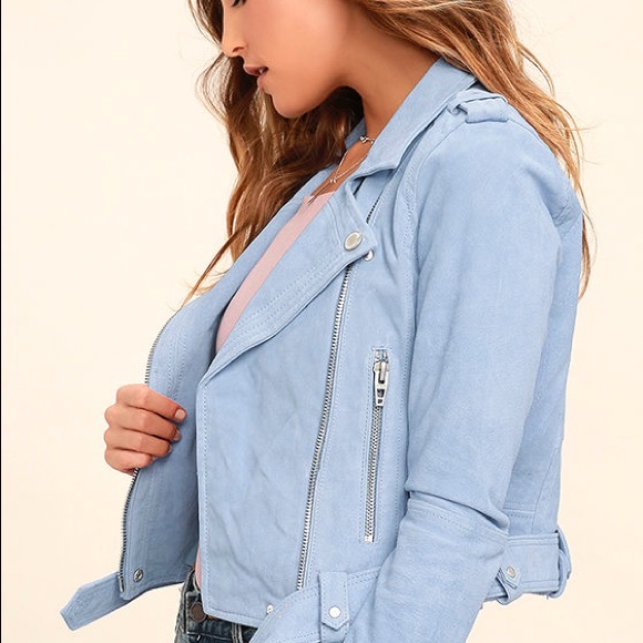 Blank NYC Jackets & Blazers - NWT Blank NYC Moto Jacket Sky Blue